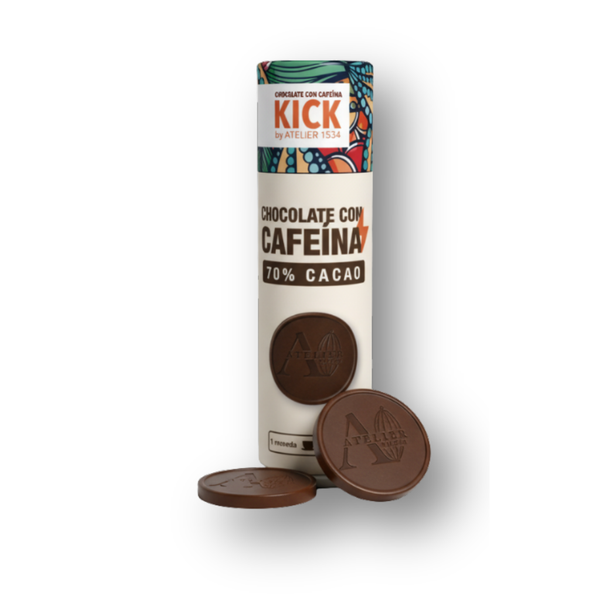 KICK – Chocolate Obscuro 70% con Cafeína | 16 monedas